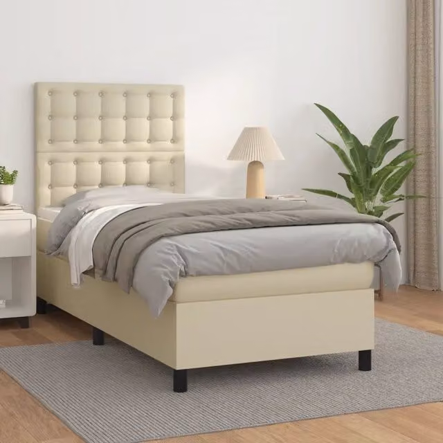 Giroletto a Molle con Materasso Crema 90x200 cm in Similpelle 3142823