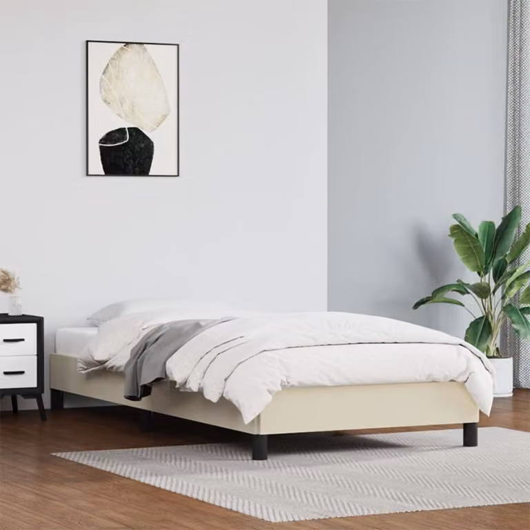 The Living Store Rete da letto Crema 100x200 cm in Pelle finta