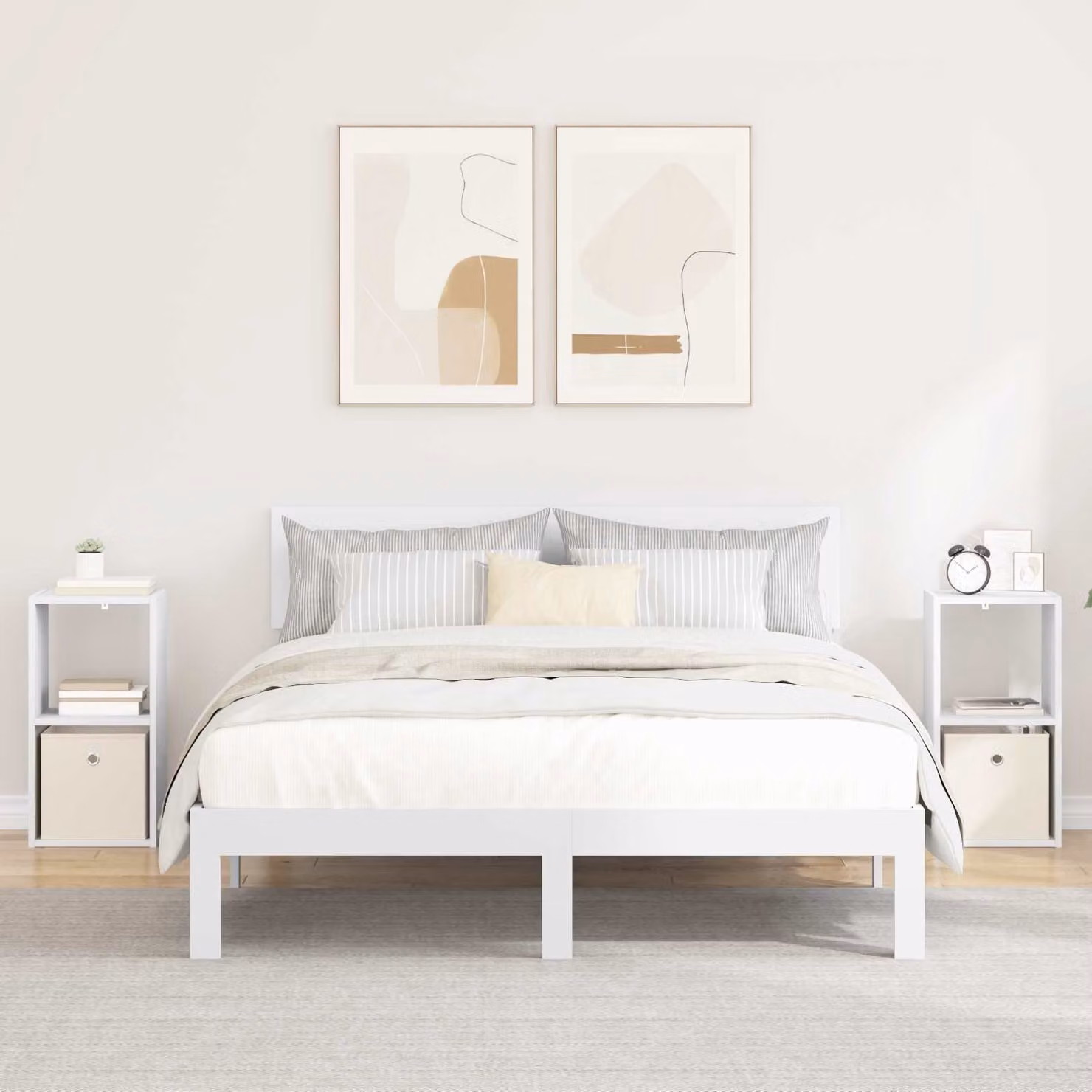 Set di 2 comodini vidaXL bianchi in stile moderno in MDF L: 30,5 cm, P: 27 cm, H: 59,5 cm