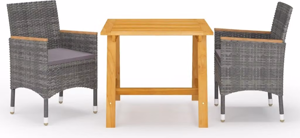 Maison Exclusive - Set da pranzo da giardino a 3 pezzi, grigio