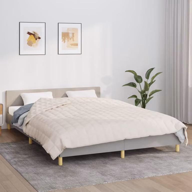 vidaXL Coperta Ponderata in Microfibra e Cotone Beige L: 220 cm, P: 240 cm, Peso: 15 kg