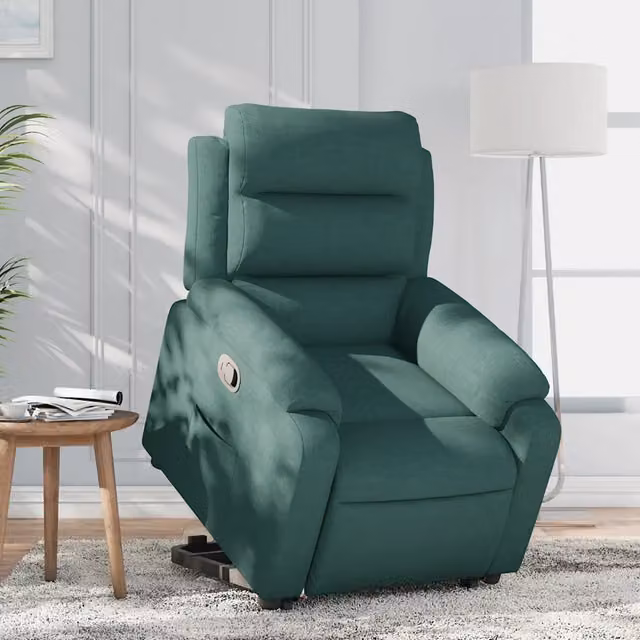 vidaXL Poltrona Alzapersona Reclinabile Verde con Supporto Elettrico e Braccioli in Tessuto – 1