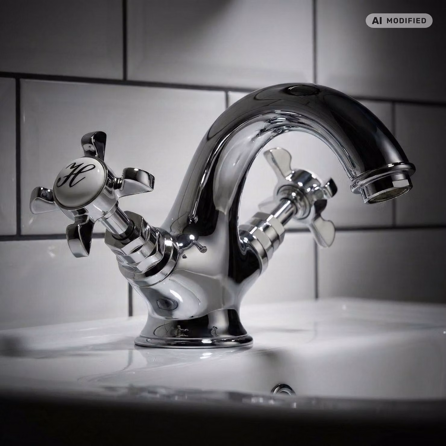 PaulGurkes Rubinetto lavabo cromato stile inglese piccolo retrò