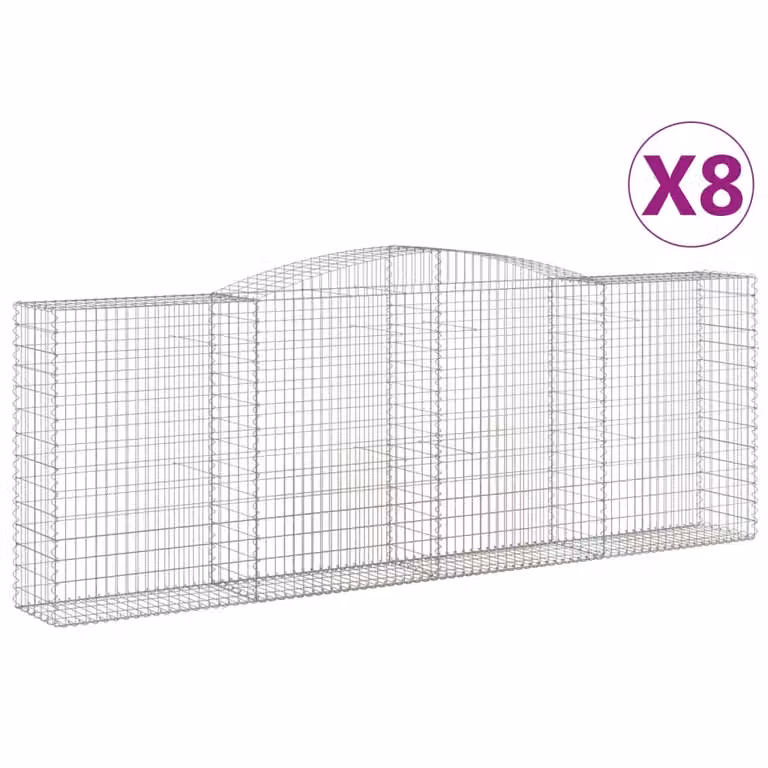 Cesti Gabbioni ad Arco 8 pz 400x50x140/160 cm Ferro Zincato