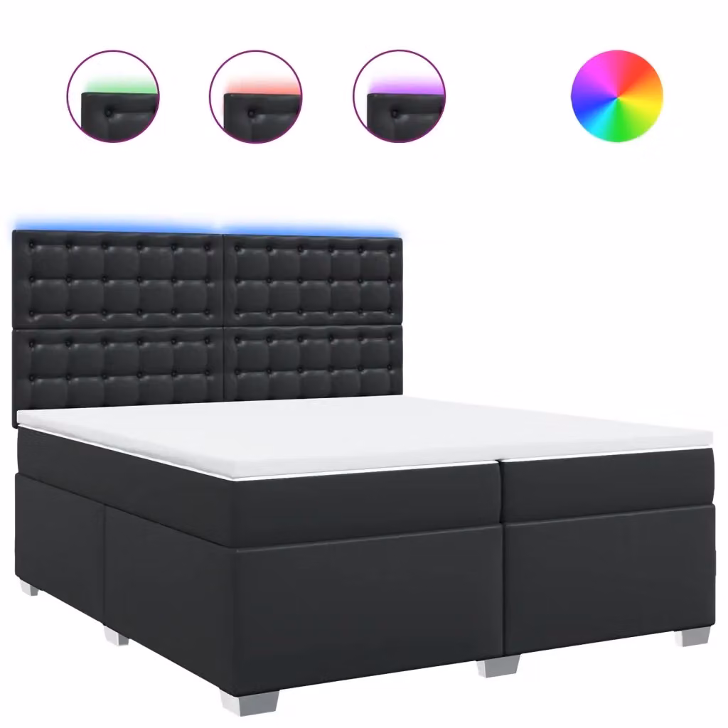 Letto Ibrido vidaXL con Materasso e Rivestimento in Similpelle Nero e Bianco, L/P: 200 x 200 cm – 2