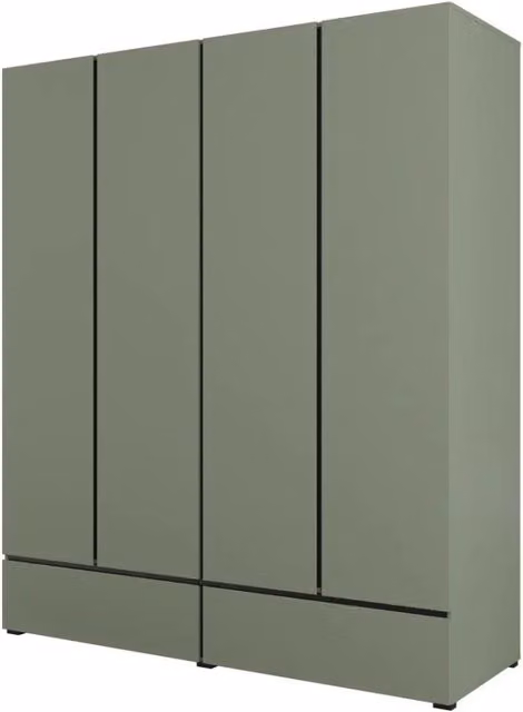 Armadio HAVANA 180 cm – 4 porte + 2 cassetti – Colore verde salvia e nero – Design moderno e grande capacità