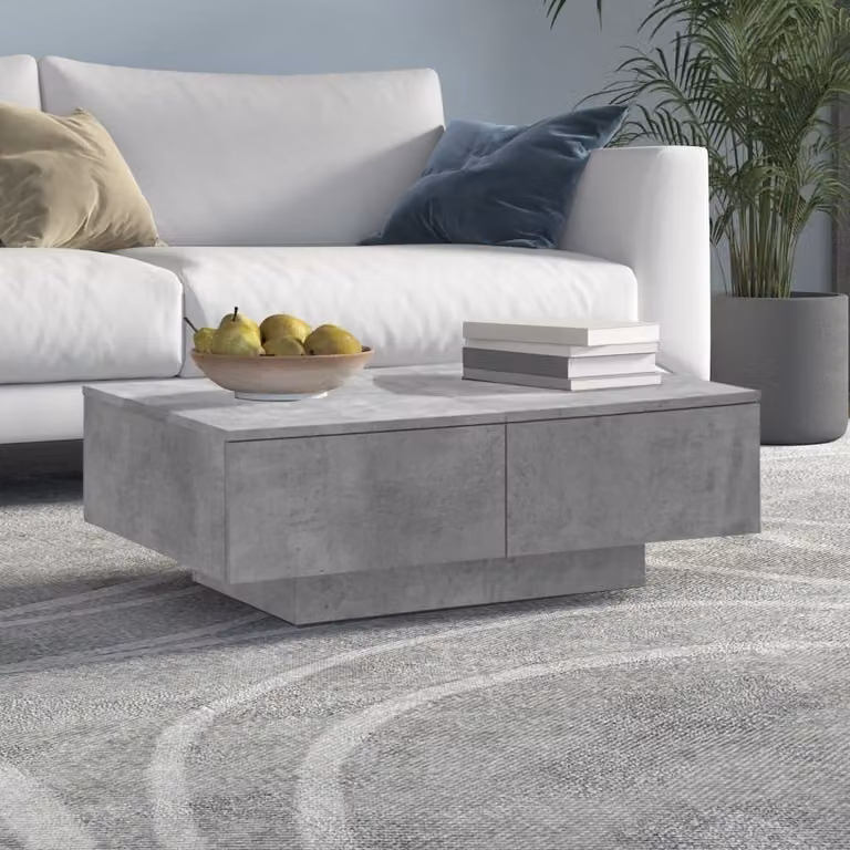 The Living Store tavolino in cemento grigio 90x60x31 cm materiale a base di legno