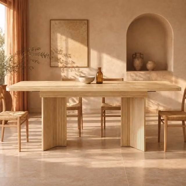 Tavolo da pranzo allungabile 120-160 x 80 cm in MDF con gambe a V scanalate