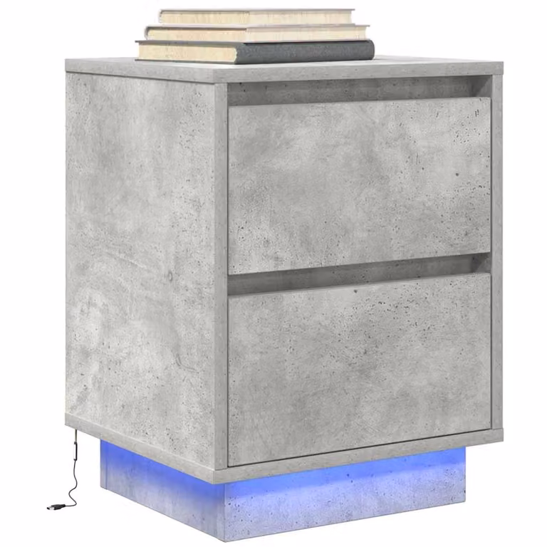 Comodino moderno vidaXL con luci LED Grigio e Marrone L: 38 cm, P: 34 cm, H: 50 cm