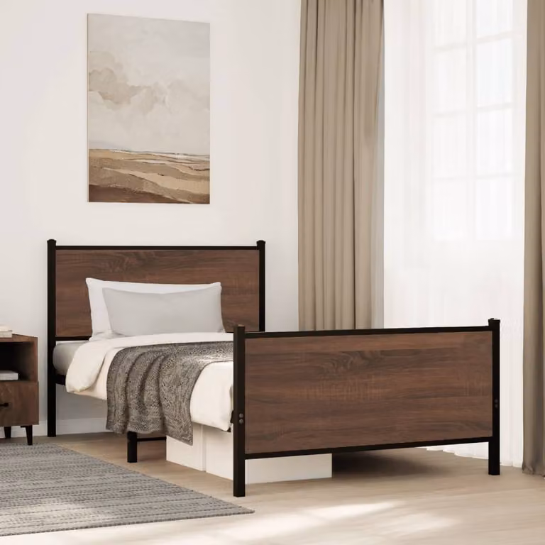 vidaXL Giroletto in Metallo Rovere Marrone L: 107 cm, P: 203 cm