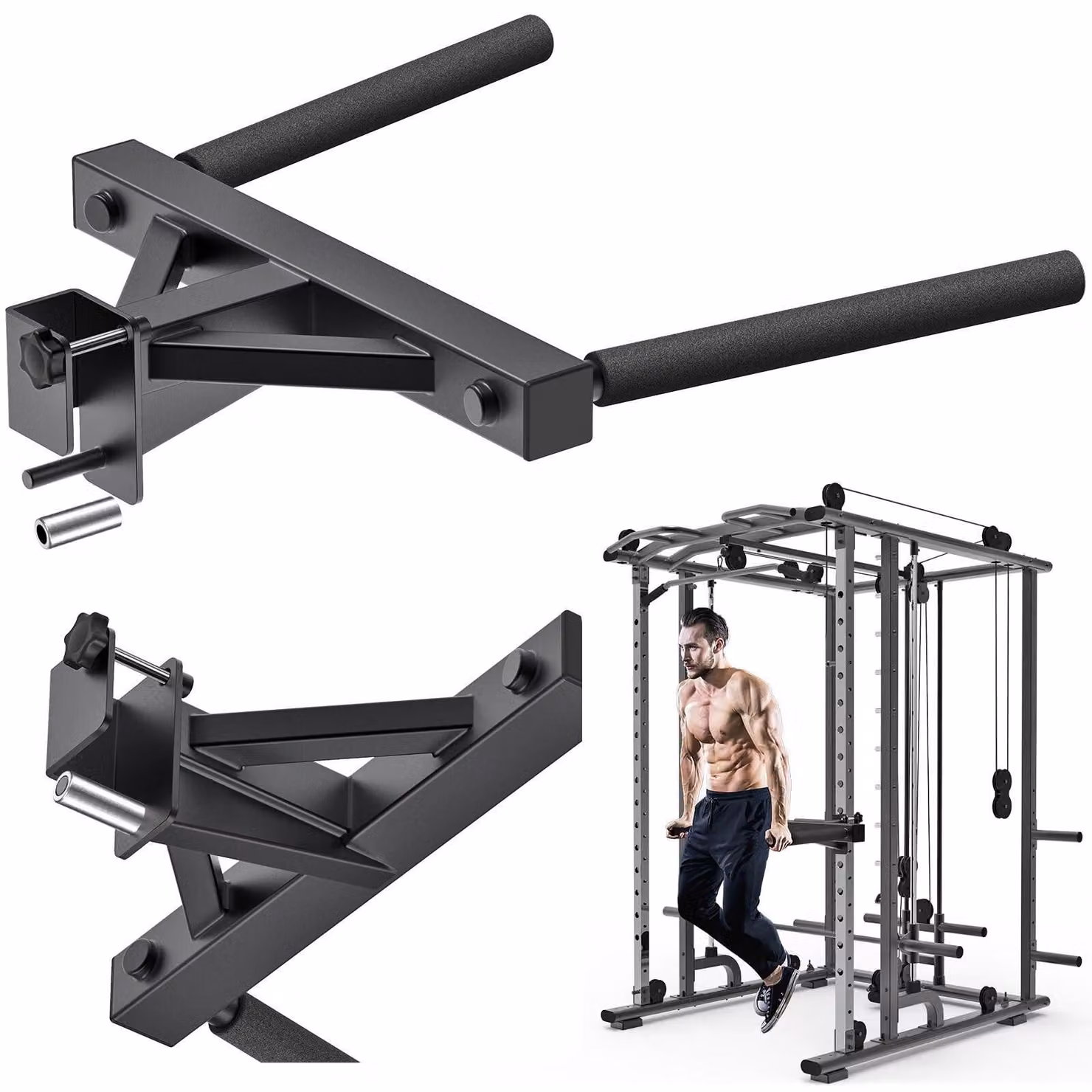 Elzusha - Accessorio per trazioni all'altezza delle braccia, compatibile con power rack, con installazione senza utensili