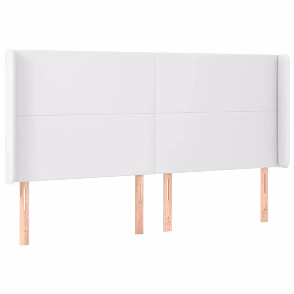 Testiera ad orecchio vidaXL in similpelle bianca con struttura in legno L: 163 cm, P: 23 cm, H: 118-128 cm – 2