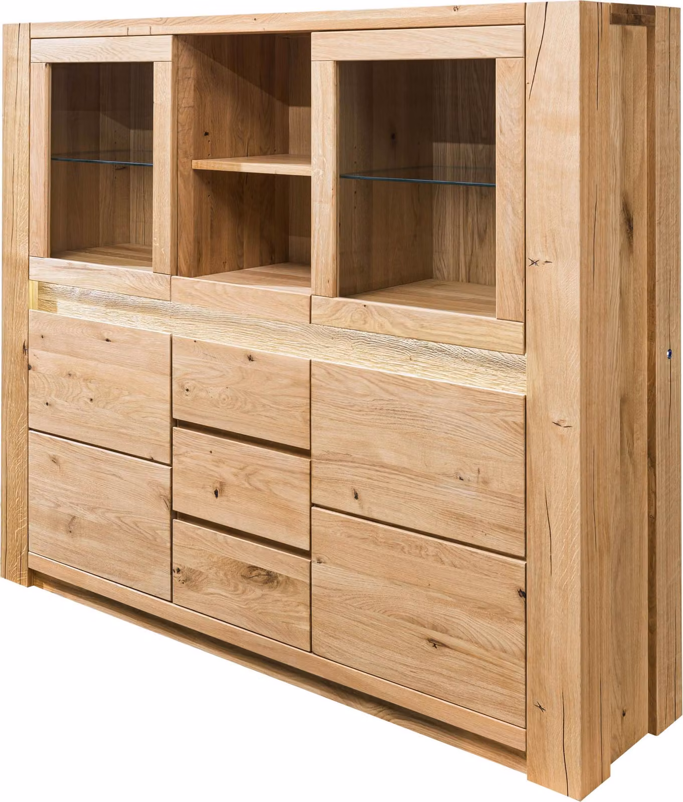 MASSIVMOEBEL24 | Credenza in legno di quercia selvatica 163x40x142 oliato beige KENT #205