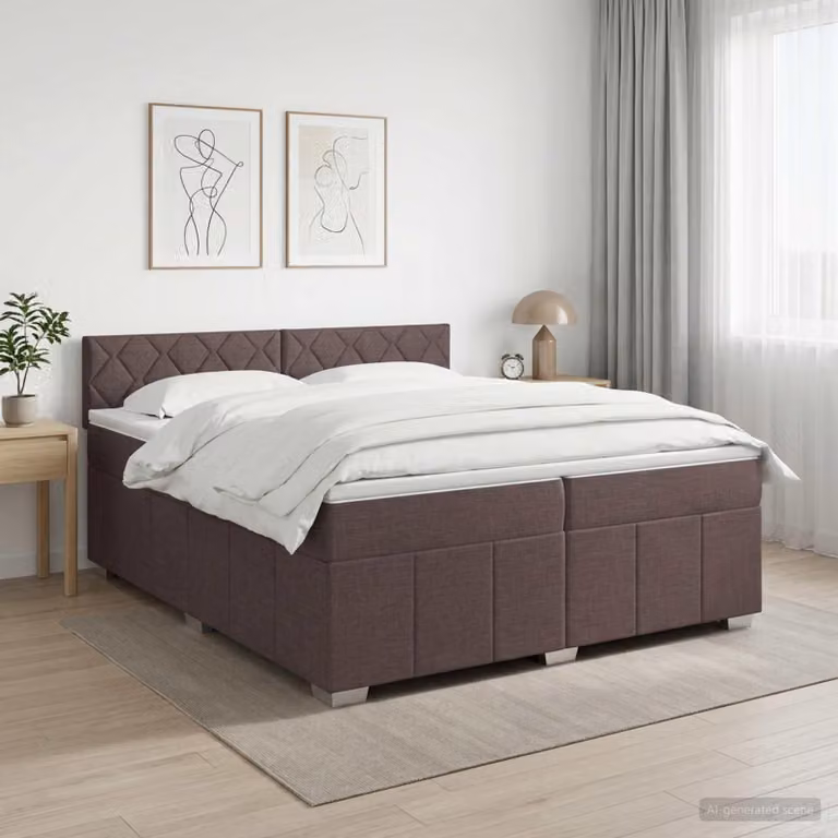 Maison Exclusive - Letto boxspring con materasso marrone scuro 200 x 200 cm Tessuto