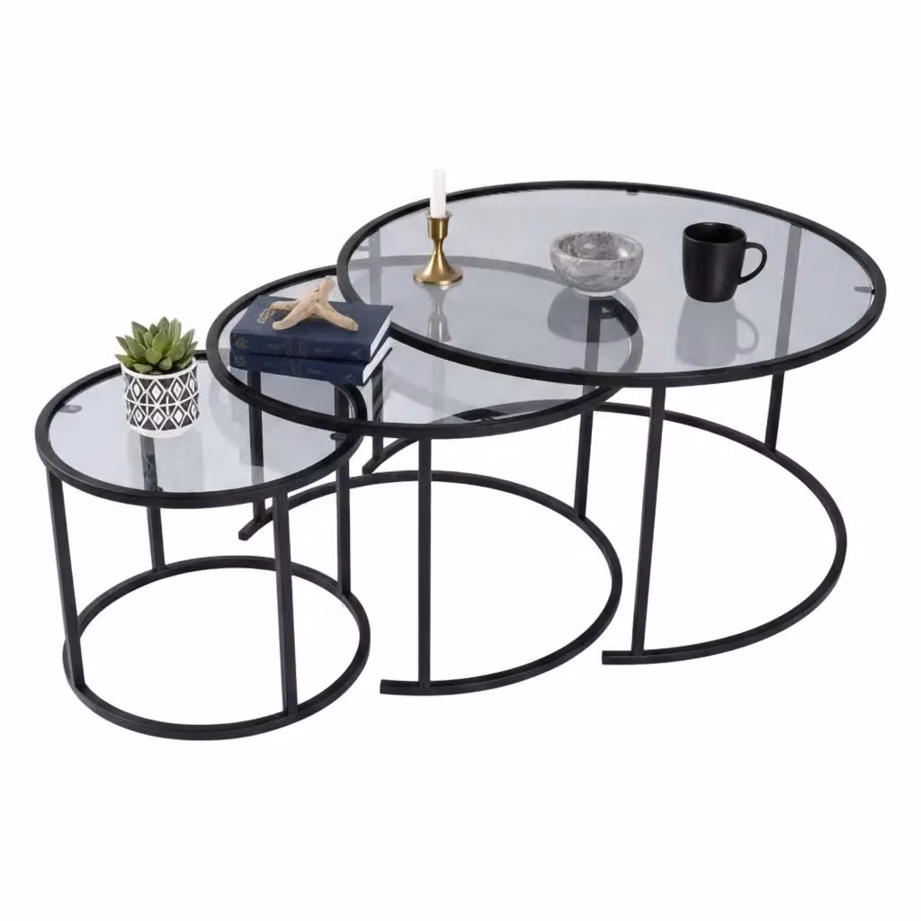 Tavolino da salotto circolare Rowan DMORA nero e trasparente L: 80 cm, P: 80 cm, H: 43 cm – 2
