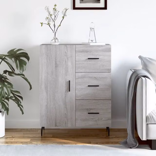 Credenza-Buffet-Armadio da cucina Grigio Sonoma 69,5x34x90 cm in Legno Multistrato 680694