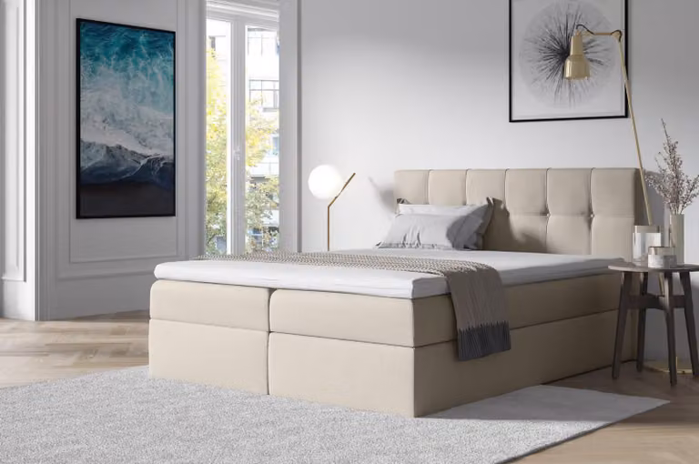 Stoff Boxspringbett Textil Design Doppel Hotel Modern Bett Schlafzimmer Betten