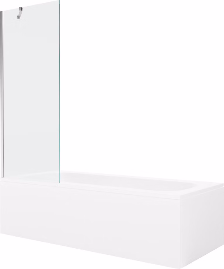 Mexen Vega vasca rettangolare 150 x 70 cm con pannello e schermo doccia a 1 anta 70 cm, trasparente, cromo