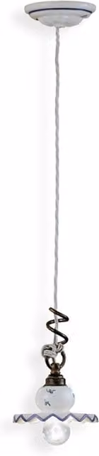 Lampadario a sospensione classico Roma Ferroluce in metallo e ceramica nero sfumato rame con 1 luce E14