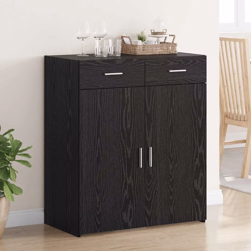 Armadio moderno vidaXL in MDF con ante a battente e ripiani interni, colore rovere nero, L: 80 cm, P: 42.5 cm, H: 93 cm
