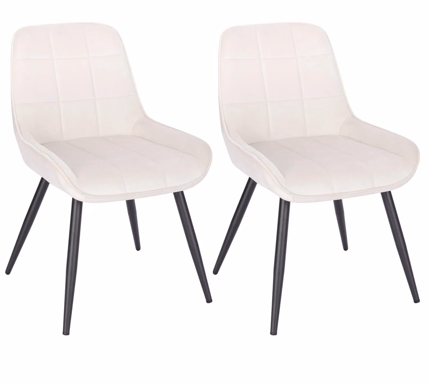 Set di sedie da pranzo - Sedie da pranzo moderne - Set da 2 - Rivestimento in velluto color crema - Ergonomiche - Imbottite - Con braccioli - Altezza regolabile