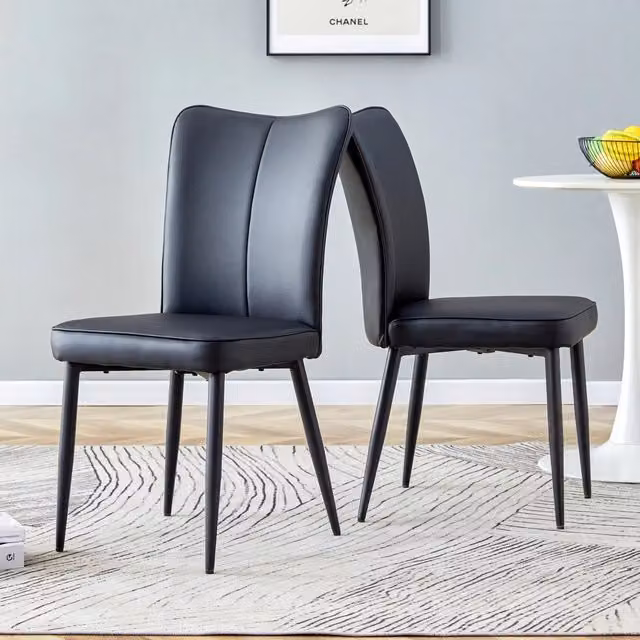 Set di 2 sedie da pranzo moderne in PU nero altezza 89 cm per sala da pranzo cucina ufficio e ristorante resistenti ed eleganti