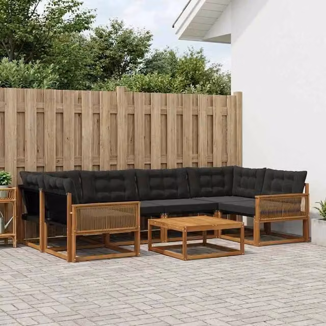 Set di divani da esterno 7 pz Naturale e Nero 3381284
