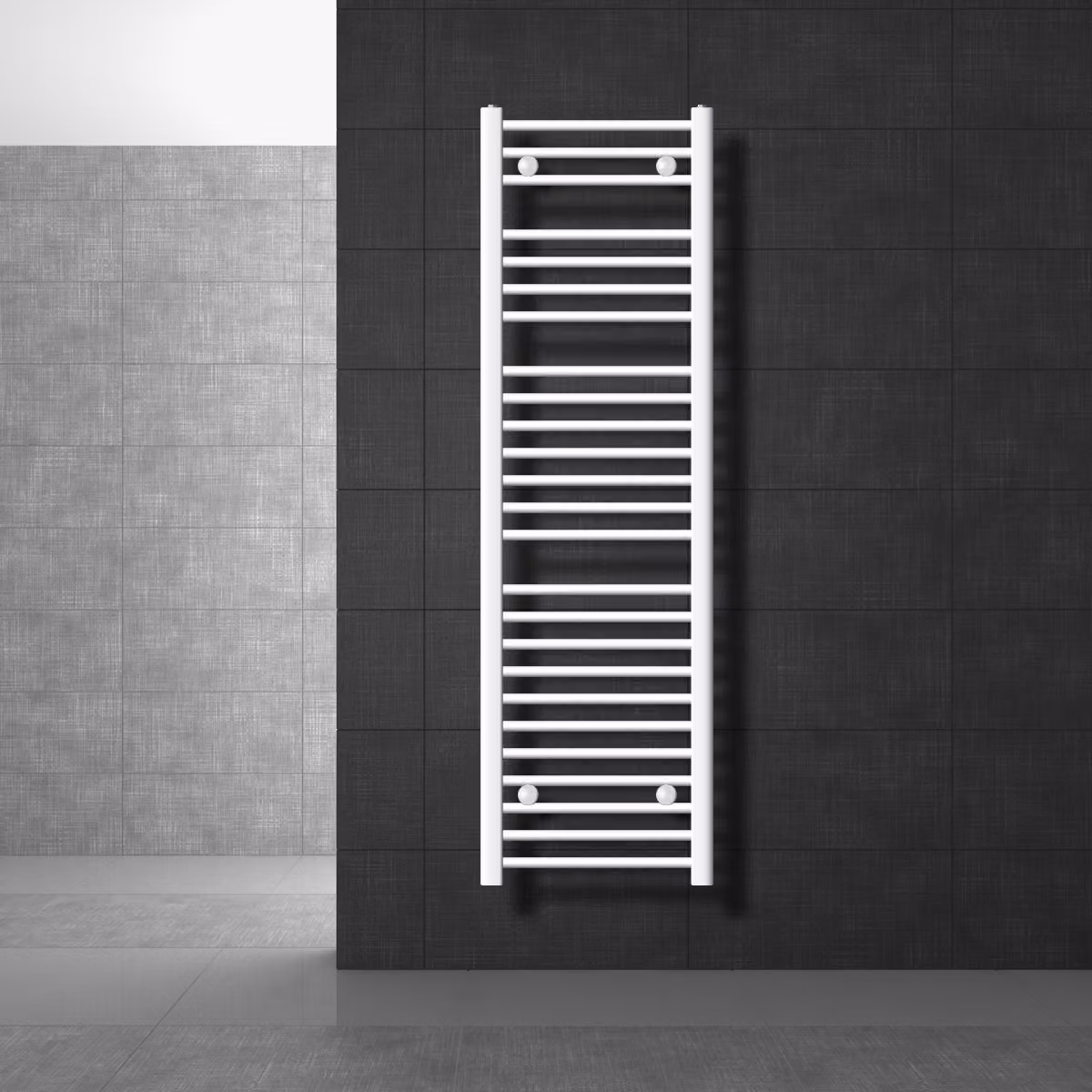 LuxeBath radiatore per bagno - 400 x 1500 mm - bianco - diritto con attacco laterale - Radiatore scaldasalviette asciugamani, senza elemento riscaldante