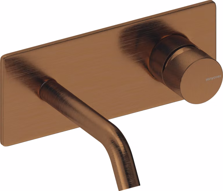 SANYCCES LOOP K Miscelatore da incasso per lavabo ColdOpen con sporgenza di 14 cm, oro rosa spazzolato