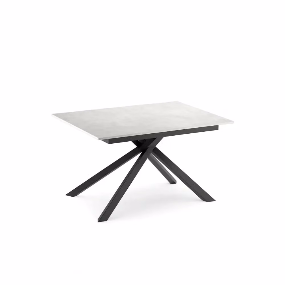 Tavolo da pranzo allungabile Pluto Duzzle effetto cemento bianco con struttura in metallo L/P: 140-190 x 90 cm – 2