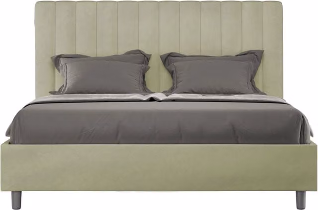 Letto Matrimoniale Francese Giordanoshop con Rete in Legno e Rivestimento in Microfibra Verde L/P/H: 140 x 190 cm – 1