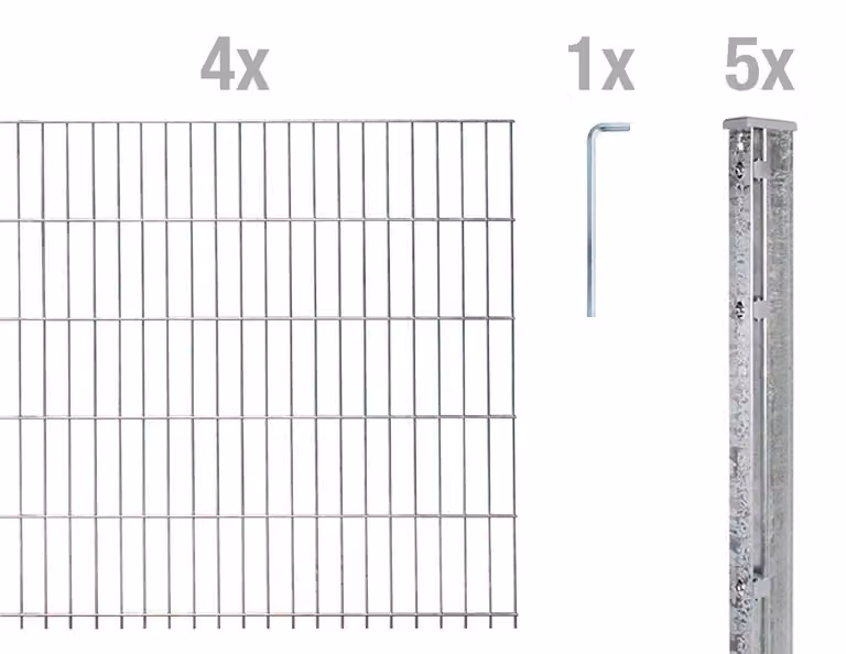 Alberts 645014: Recinzione a pannelli doppi, set completo da 10 pezzi, zincata a caldo, altezza 183 cm, lunghezza 10 metri