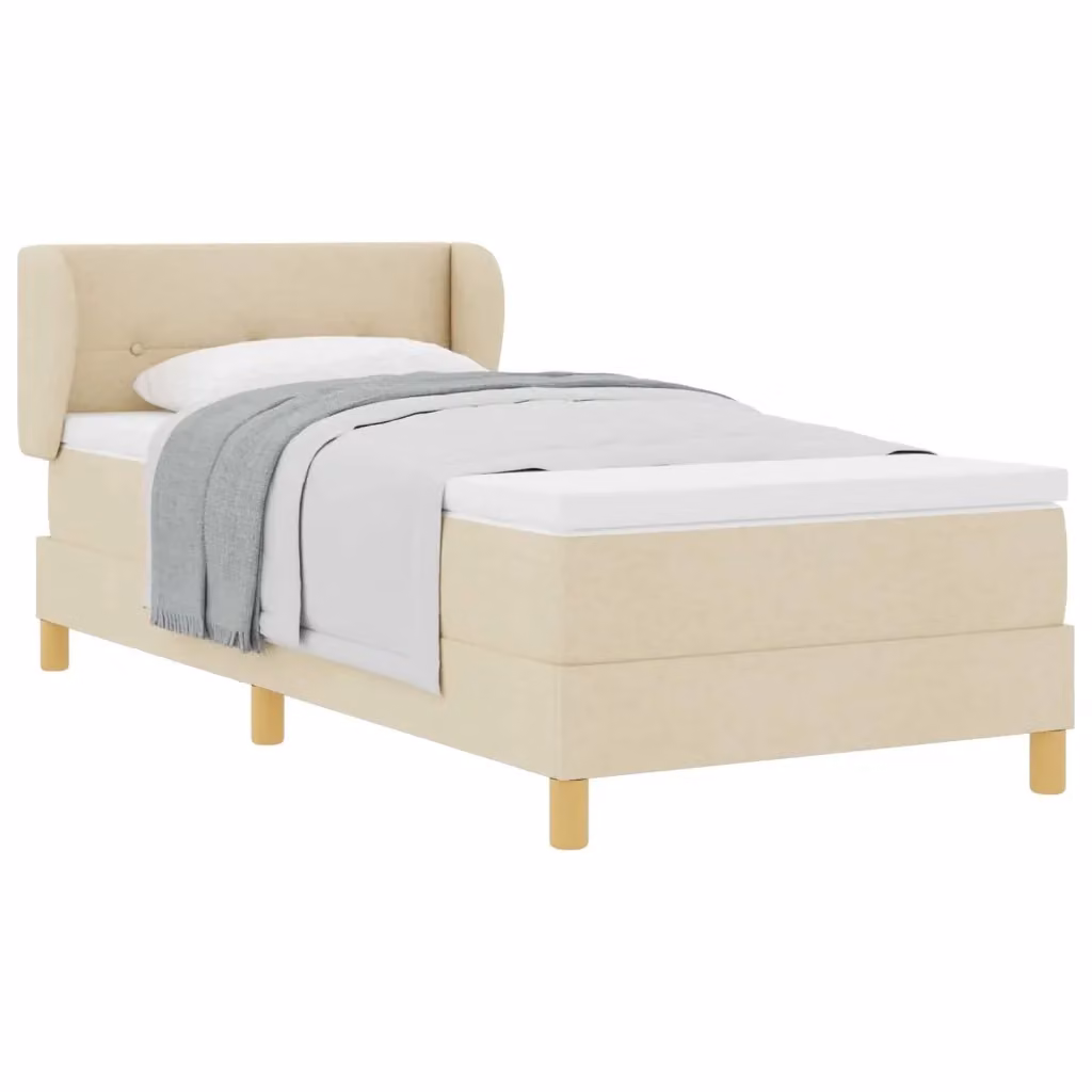 Letto a molle con testiera vidaXL in tessuto beige L/P/H: 190 x 90 x 93 cm – 2