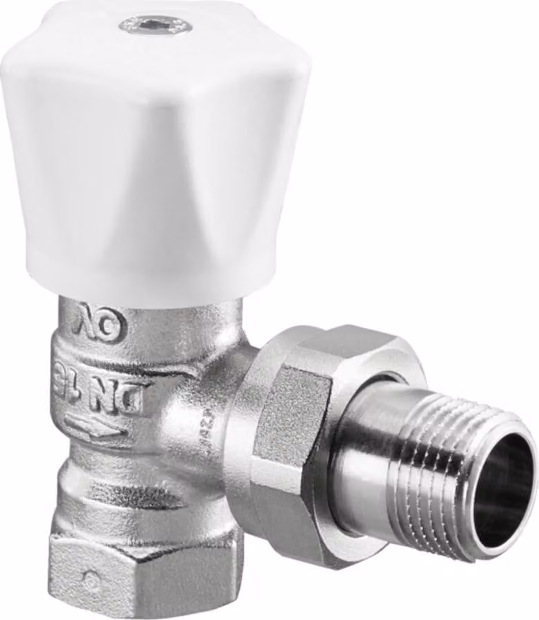 Valvola di regolazione manuale Oventrop serie HRV PN 10, bianca, angolare, DN 20, 3/4"