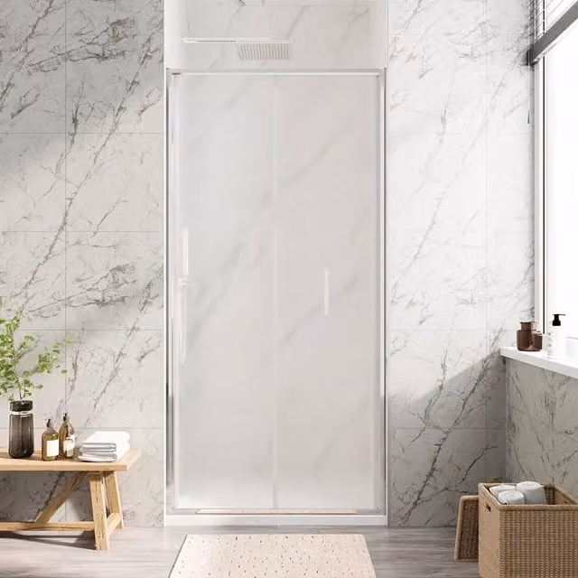 Porta doccia 100cm con apertura a libro profili slim cromati vetro 6mm opaco h190 | Portofino