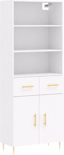 Credenza moderna DESIGN IN bianca in legno multistrato con ante a battente, L: 69,5 cm, P: 34 cm, H: 180 cm