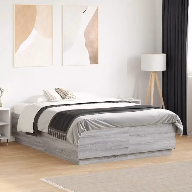 Letto con Luci LED e Porta USB vidaXL Grigio Moderno L/P/H: 200 x 120 x 40 cm – 1