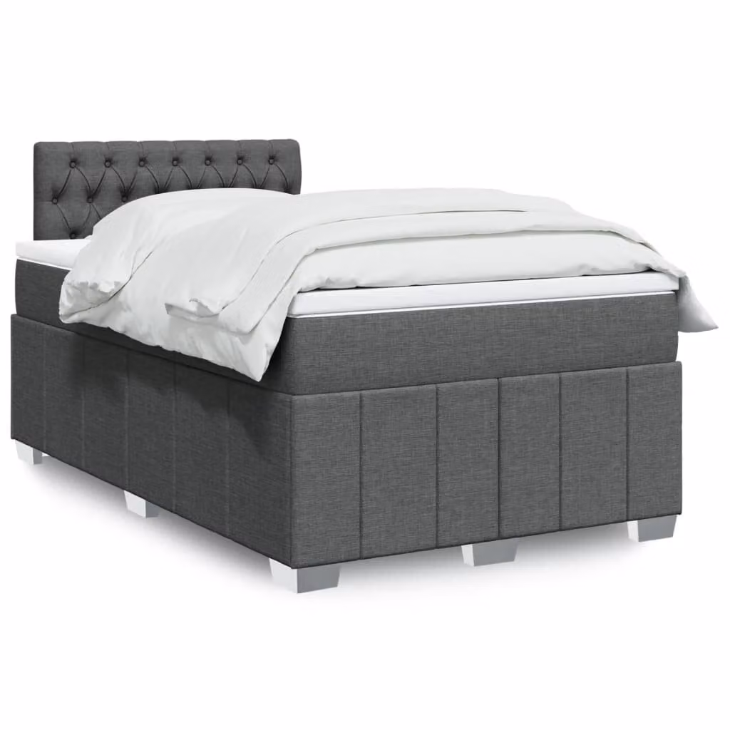 vidaXL Giroletto a Molle con Materasso Ibrido in Tessuto Grigio e Bianco L/P/H: 120 x 200 x 190 cm