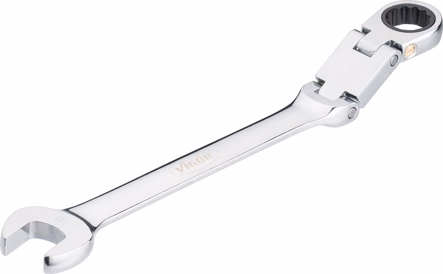 Chiave a cricchetto a doppia articolazione VIGOR V6752-16, doppia testa esagonale, misura 16 mm