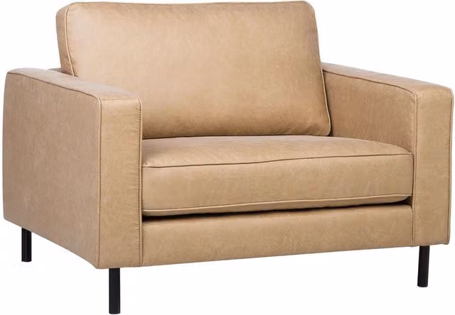 Poltrona lounge in ecopelle beige con braccioli e struttura in metallo BELIANI