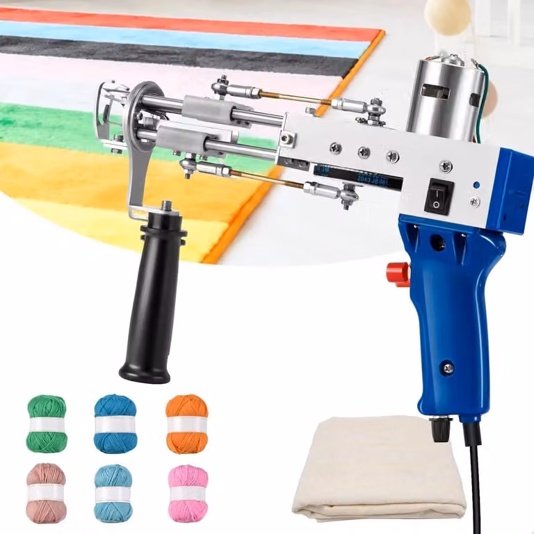 set per tufting 2 in 1, pistola elettrica per tufting, con filato di lana e tessuto felpato, per tappeti e abbigliamento fatti a mano, adatto ai principianti