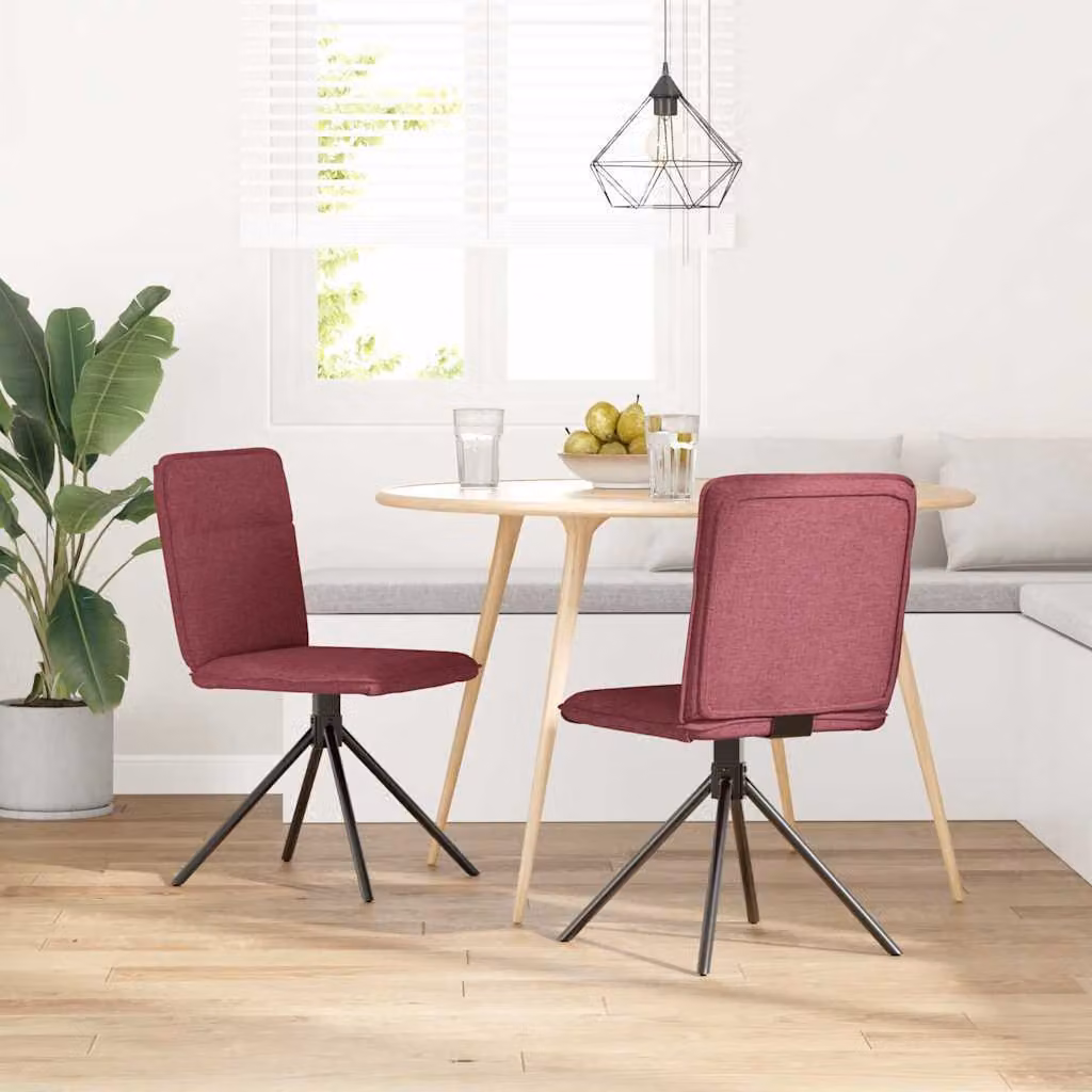 Sedie da Pranzo 2 pz Rosso Vino in Tessuto