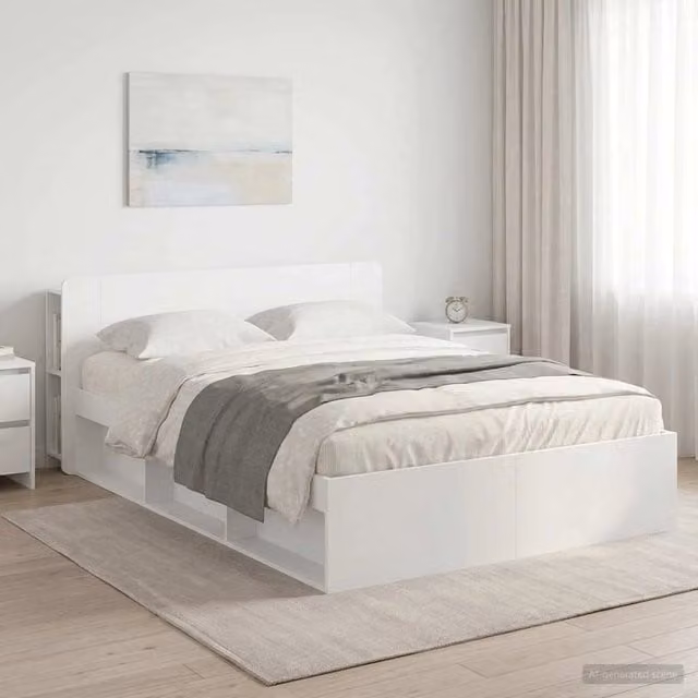 Telaio del letto con storage con testiera Bianco 160 x 200 cm 3433406