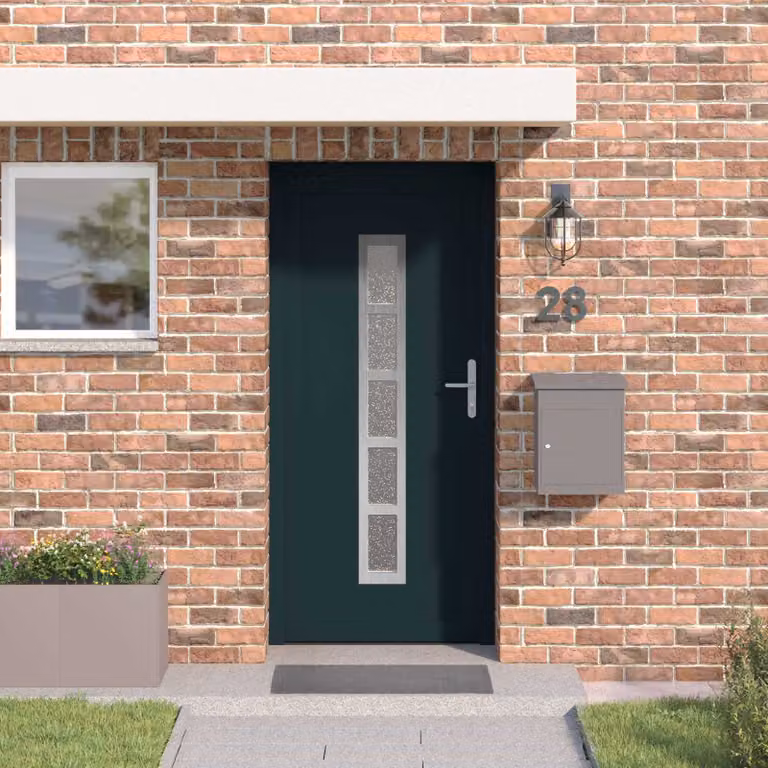 Porta Frontale Moderna vidaXL in PVC Antracite con Inserti in Vetro L: 98 cm, H: 208 cm