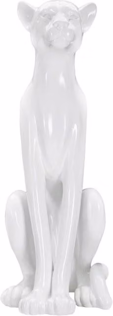 Statua Leopardo 27x74x38 cm in Poliresina Bianco