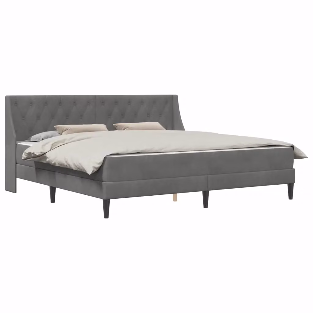 Letto matrimoniale con materasso ibrido vidaXL in velluto grigio, L/P/H: 180 x 200 x 96 cm – 2