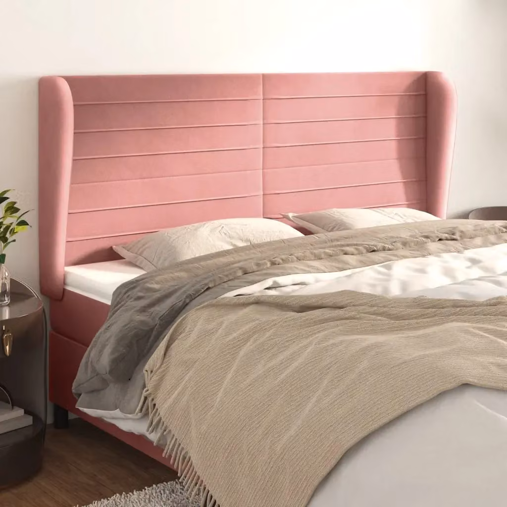 Testata ad orecchio in velluto rosa per camera da letto L: 203 cm, P: 23 cm, H: 118/128 cm – 2