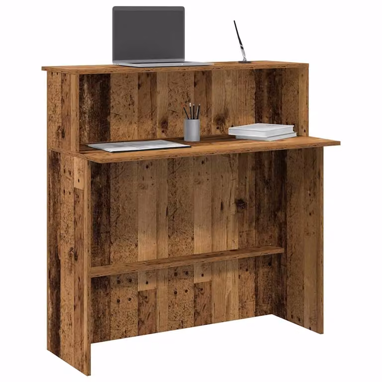 vidaXL Banco Reception in Legno Rustico Marrone L/P/H: 100 x 50 x 103,5 cm