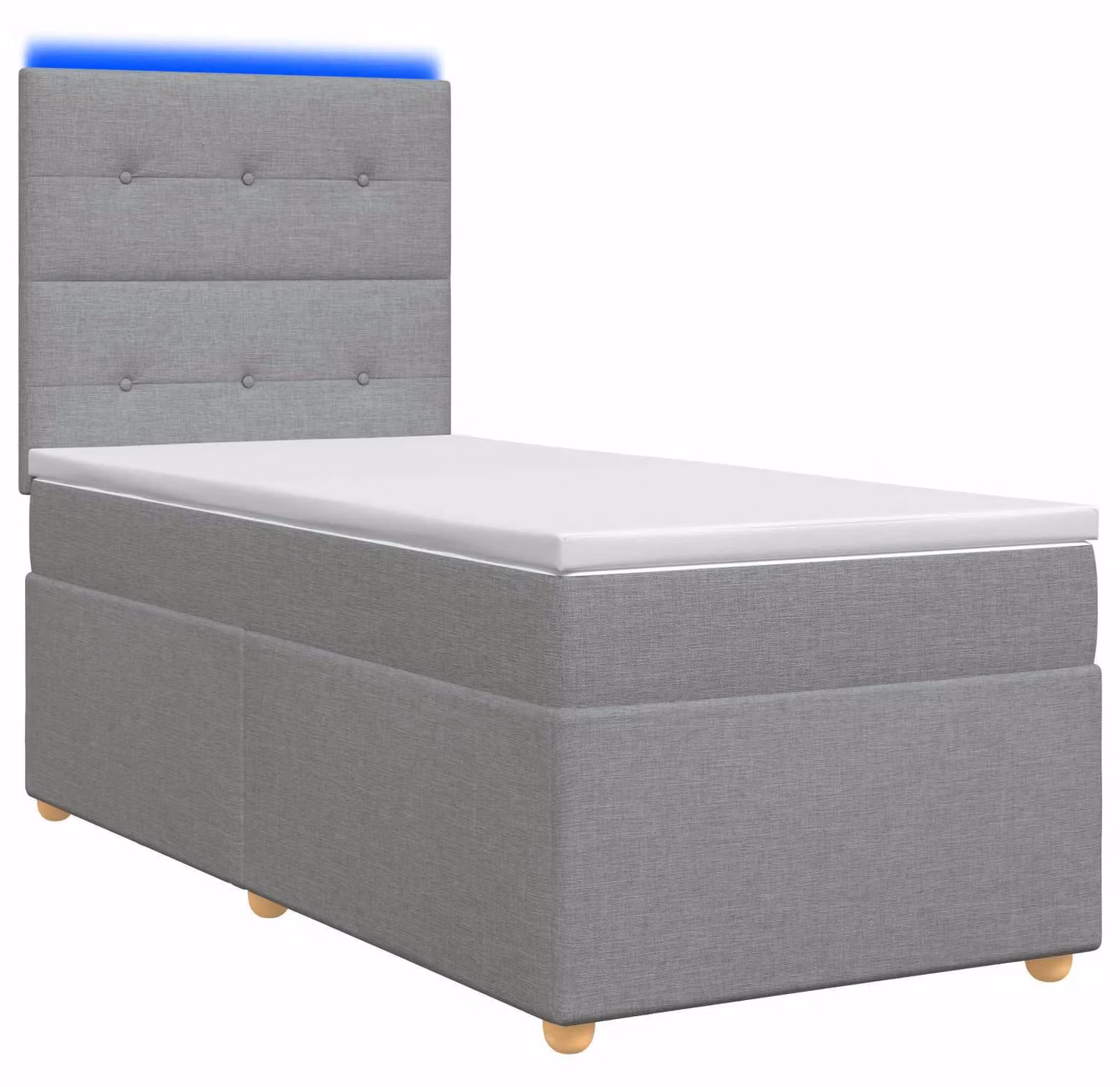 Letto a molle con materasso grigio chiaro 90 x 190 cm in tessuto