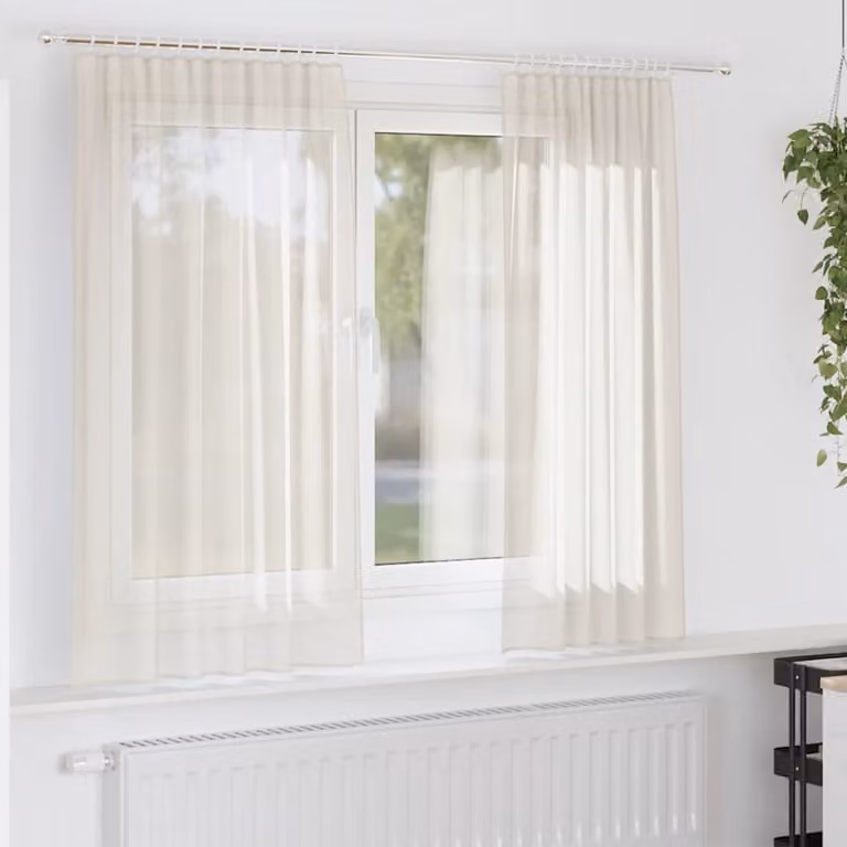vidaXL Tende in Voile con Tasche per Aste 2 pz Crema